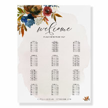 Navy Rust Boho Floral Editable Seating Chart