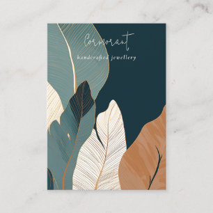 Navy Rust Gold Tropical Leaf Blank Jewellery Displ Business Card