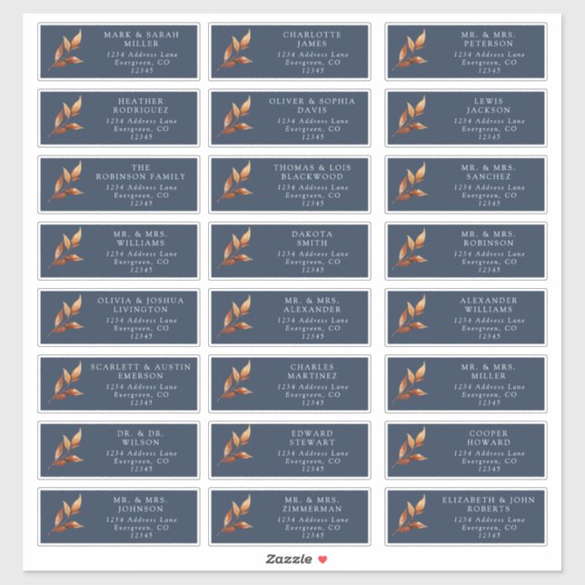 Navy Rust Guest Address Labels (Sheet)