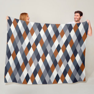 Navy Rust Small Geometry VIIBb Fleece Blanket