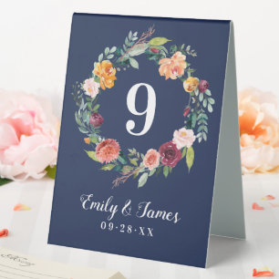 Navy Rustic Burgundy Fall Floral Wedding Monogram