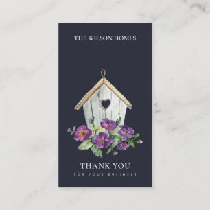 NAVY RUSTIC FLORAL BIRD HOUSE THANK YOU REALTOR BUSINESS CARD