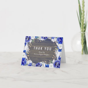 Navy Rustic Floral Wedding Thank You Card