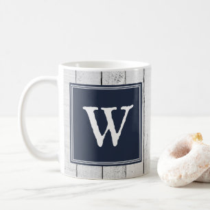 Navy Rustic Monogram Mug