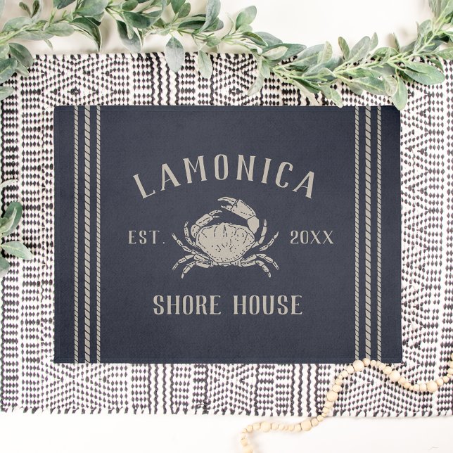 Navy | Rustic Shore House Personalised Crab Doormat (Creator Uploaded)