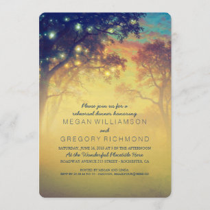 Navy Rustic String Lights Tree Rehearsal Dinner Invitation