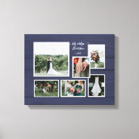 Navy Rustic Wedding Collage 6 Photograph Script Ca