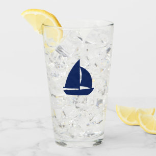 Navy Sailboat Glass