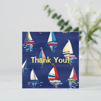 Navy Sailboats Pattern Thank You