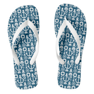 Navy sailor Element sea pattern Flip Flops