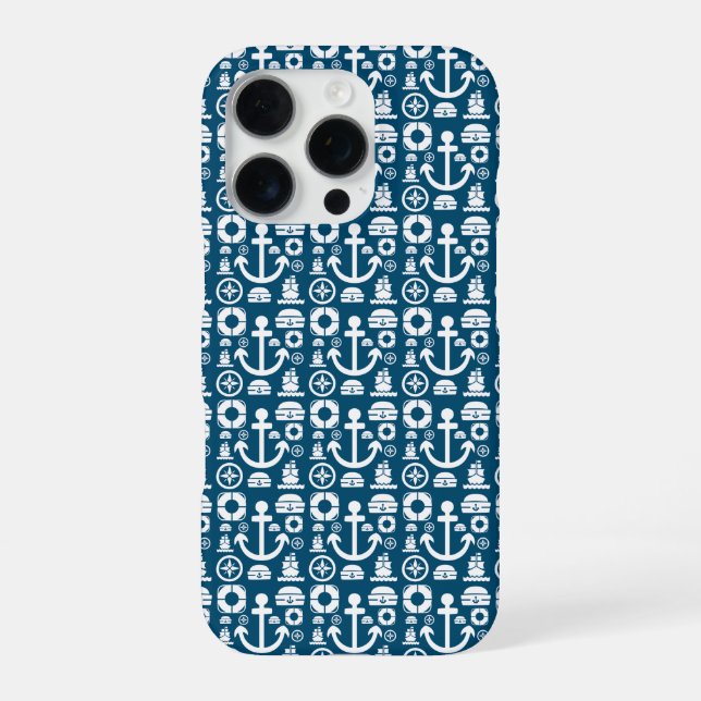 Navy sailor Element sea pattern iPhone Case (Back)