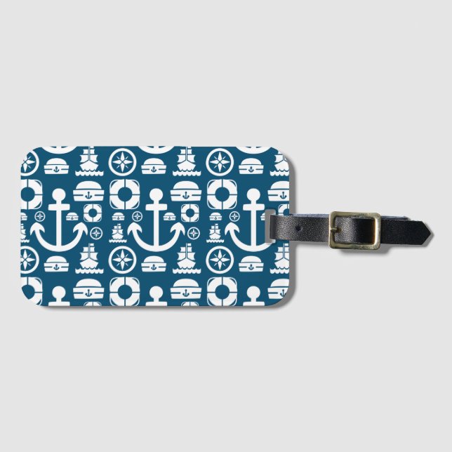 Navy sailor Element sea pattern Luggage Tag (Front Horizontal)