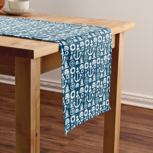 Navy sailor Element sea pattern Short Table Runner (In Situ)