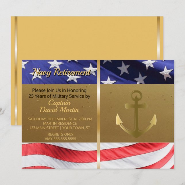 Navy Sailor Military Retirement Party Invitation (Front/Back)