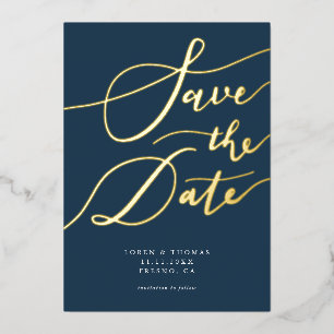 Navy Save The Date Calligraphy
