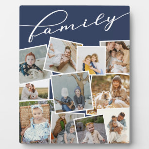 Navy Scattered Photos Photo Collage Family Plaque