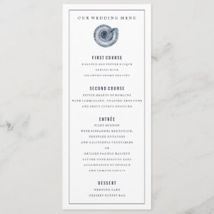 Navy Sea Shell Wedding Dinner Menu