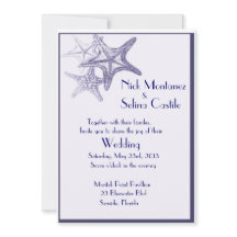 navy sea star wedding invitation
