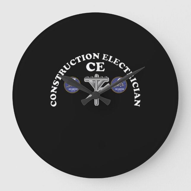 Navy Seabee Construction Electrician Rating Badge Large Clock (Front)