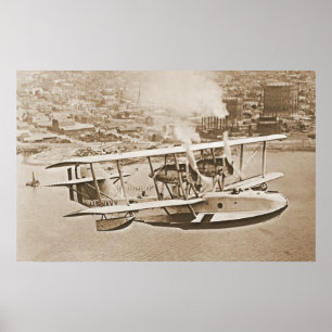 Navy Seaplane PN9 Flying Coastline Poster