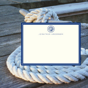 Navy Seashell Flat Correspondence Note Card