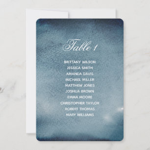 Navy seating chart. Blue watercolor wedding plan Invitation