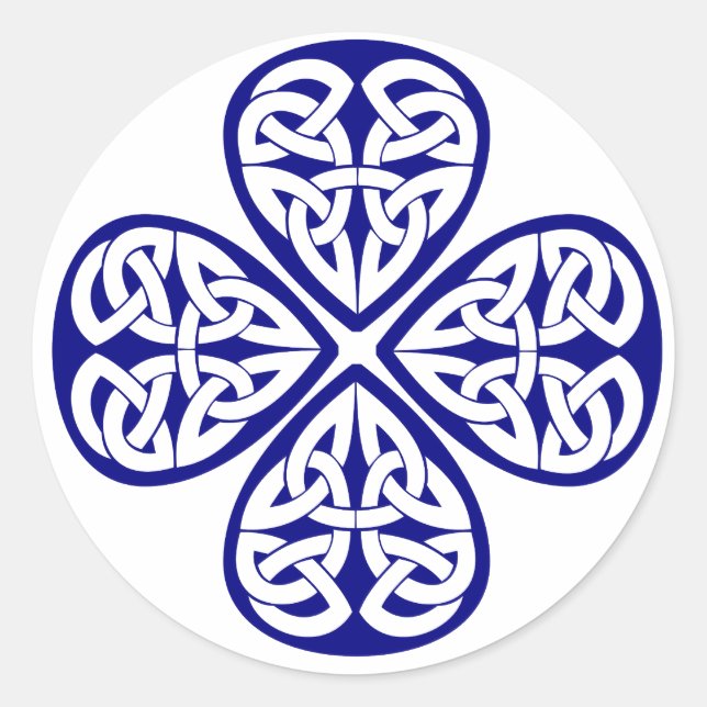 navy shamrock celtic knot classic round sticker (Front)
