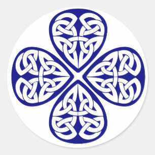 navy shamrock celtic knot classic round sticker