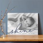 Navy | Shine Script Hanukkah Photo Holiday Card<br><div class="desc">Share holiday greetings with these chic Hanukkah photo cards featuring your favourite full bleed horizontal or landscape orientated photo. "Shine" appears as a navy blue text overlay in elegant hand lettered script typography. Personalise with your names and the year along the bottom. Cards reverse to matching dark blue with a...</div>