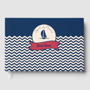 Navy Ship logo motif sailing yacht decor Guest Book
