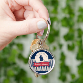 Navy Ship logo motif sailing yacht decor Key Ring
