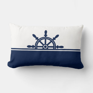 Navy Ship's Wheel Nautical Lumbar Pillow