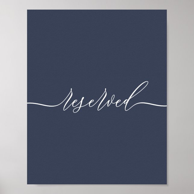 Navy Signature Simple Unique Reserved Poster (Front)
