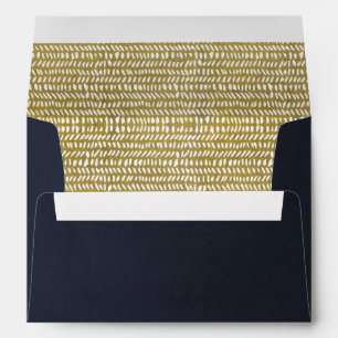 NAVY SILK VELVET FAUX GOLD BRUSH STROKE ADDRESS ENVELOPE