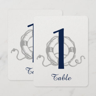 Navy Silver Anchor Beach Wedding Table Number