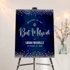 Navy Silver Bat Mitzvah Script Modern Glam Welcome