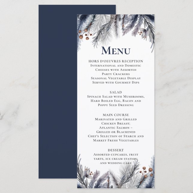 Navy, Silver, Blue Grey  Menu (Front/Back)