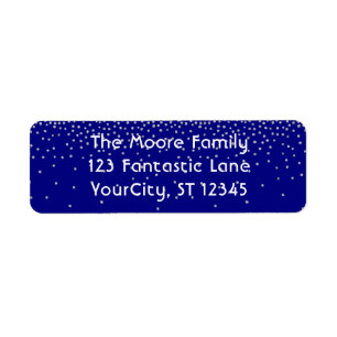Navy & Silver Confetti w/ Your Name and Address