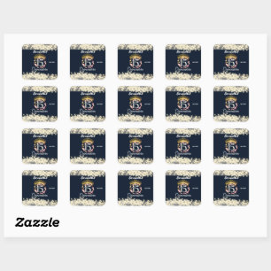 Navy Silver Elegant Quinceanera Celebration Square Sticker