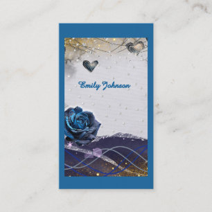 Navy Silver Gold Wedding Place Card