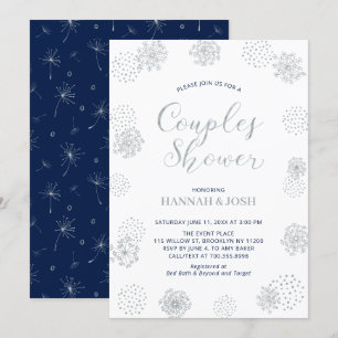 Navy & Silver Modern Couples Wedding Shower Invita Invitation