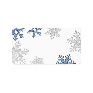 Navy Silver Snowflake Wedding Blank Address Labels