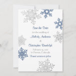 Navy Silver Snowflake Winter Wedding Save the Date<br><div class="desc">You can easily personalise the text on this simple silver grey, navy blue, and white snowflakes winter wedding save the date announcement. To change the text, use the personalise options. Or, for more extensive text changes, including changes to the font, font colour, font size, and/or text placement, use the customise...</div>