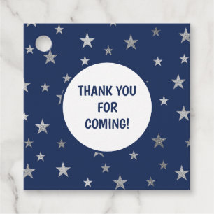 Navy Silver Stars thank you favour tag