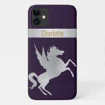 NAVY SILVER UNICORN IPHONE COVER customisable