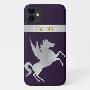 NAVY SILVER UNICORN IPHONE COVER customisable