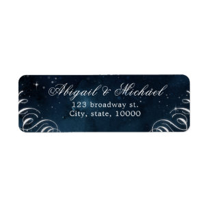 Navy silver vintage calligraphy glam wedding