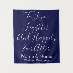 Navy & Silver Wedding Backdrop Photo Booth Prop Tapestry