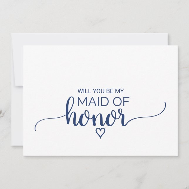 Navy Simple Calligraphy Maid Of Honour Proposal Invitation (Front)