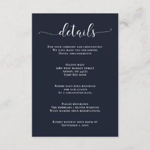 Navy Simple Calligraphy Modern Wedding Enclosure C Card